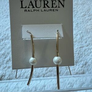Ralph Lauren Gold and Pearl Drop Earrings